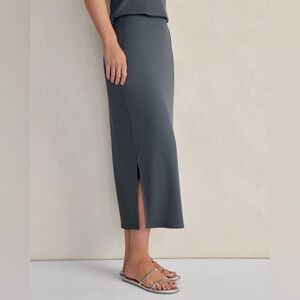 Haven Well Within Midi Ribbed Skirt, Gray, Size Large